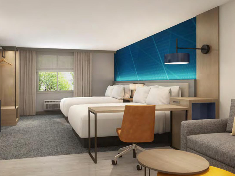 Mobília de quarto de hotel compacto e durável Comfort Rise &amp; Shine